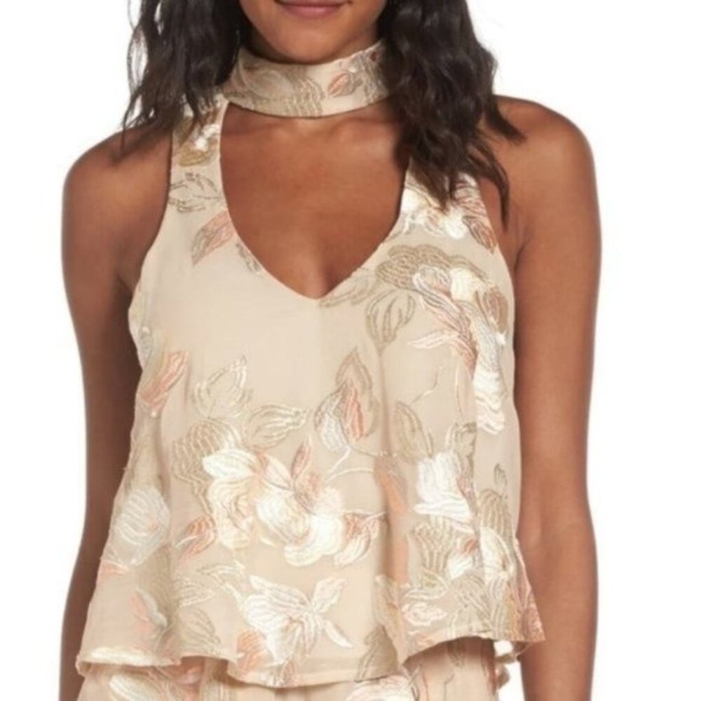 Show Me Your Mumu Joy Embroidered Choker Halter Top